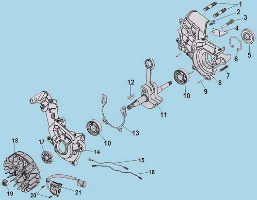 Коленвал, магнето и маховик Champion 241