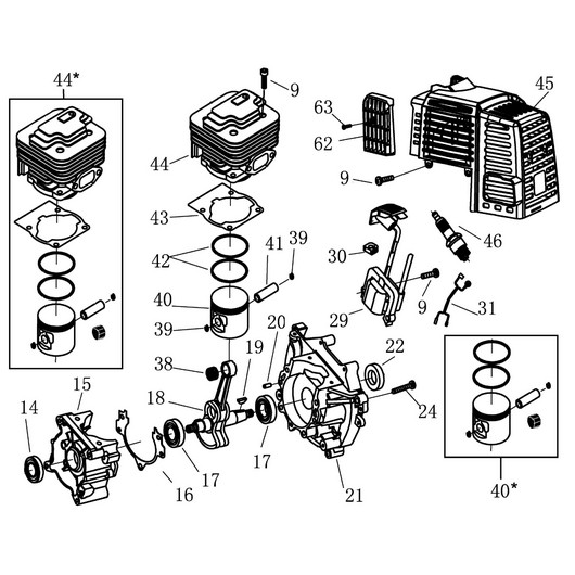Цилиндр, поршень и коленвал Champion AG152B