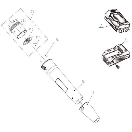 Аккумулятор, устройство зарядное и труба выдувная Champion BB400