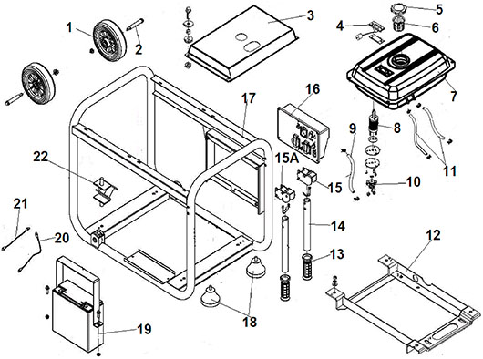 Рама и АКБ Champion DG3600E