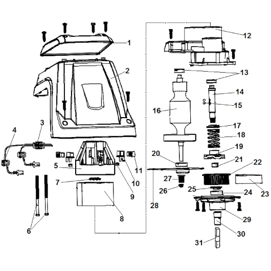 Корпус, индуктор и ротор Champion EC1400