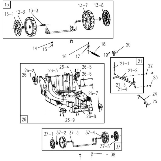 Дека, оси колес и колеса Champion EMB400