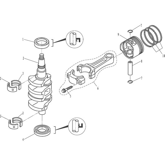Поршень и коленвал Toyama F20ABMS