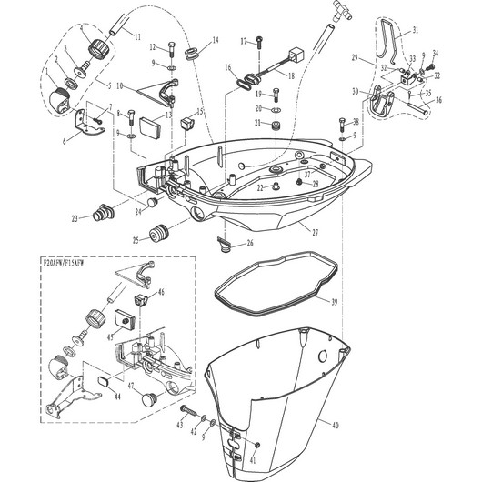 Крышка нижняя Toyama F20ABMS