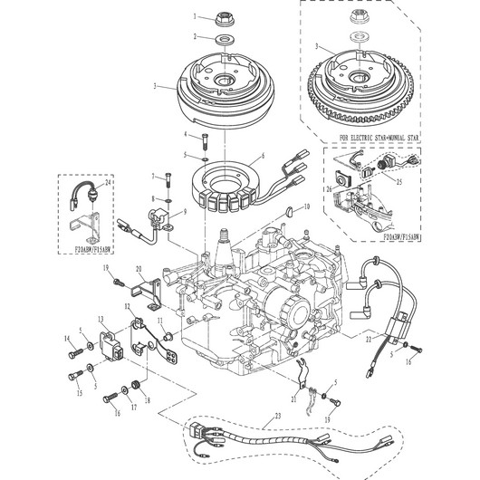 Блок управления, магнето и маховик Toyama F20ABMS