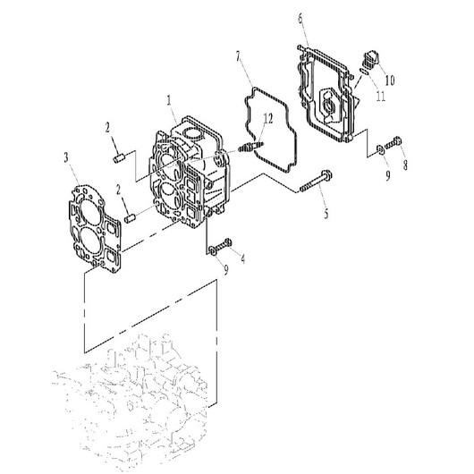 Цилиндр и картер 2 Toyama F9.9BMS