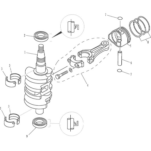 Поршень и коленвал Toyama F9.9BMS