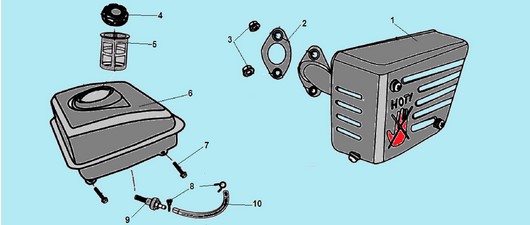 Топливный бак и глушитель Champion G100HK