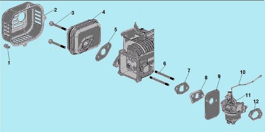 Карбюратор и глушитель Champion G140VK/1