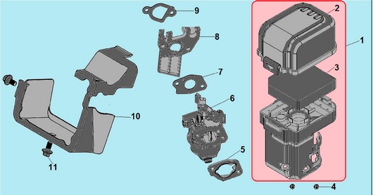 Детали карбюратора и воздушного фильтра Champion G250HK