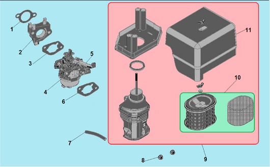 Карбюратор и воздушный фильтр Champion G390-1HKE