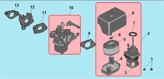 Детали карбюратора и воздушного фильтра Champion G420HKE