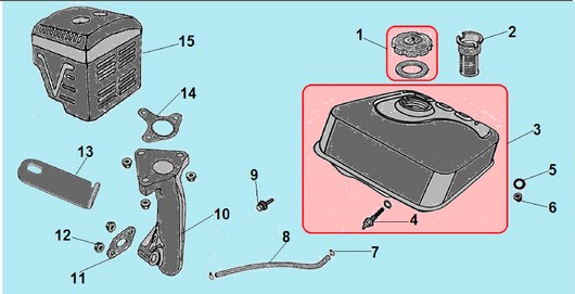 Топливный бак и глушитель Champion G420HKE