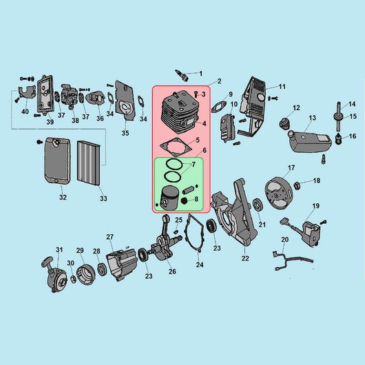 Поршневая группа, картер и топливный бак Champion GBR357