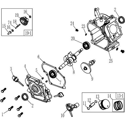 Картер, поршень и коленвал Champion GG1000