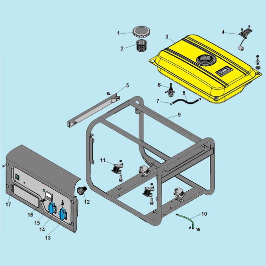 Топливный бак, рама и панель управления Champion GG2000