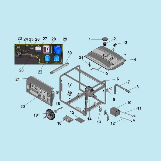 Топливный бак, рама и панель управления Champion GG6500EBS