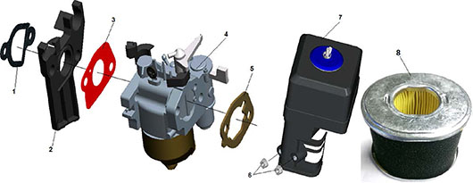 Карбюратор и воздушный фильтр мотопомпы Champion GHP40-2