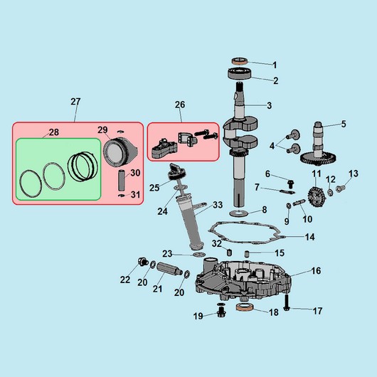 Поршень и коленвал Champion GS50100 до 2020г