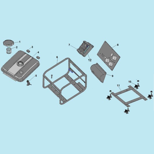 Топливный бак, рама и панель управления Champion IGG3600