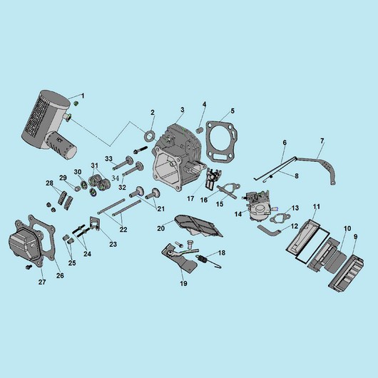 Головка цилиндра, воздушный фильтр и глушитель Champion IGG3600