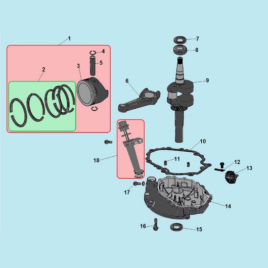 Поршень и коленвал Champion LM4622 до 2020г.