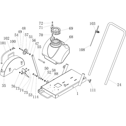 Рукоятка, шасси и топливный бак Champion SC350