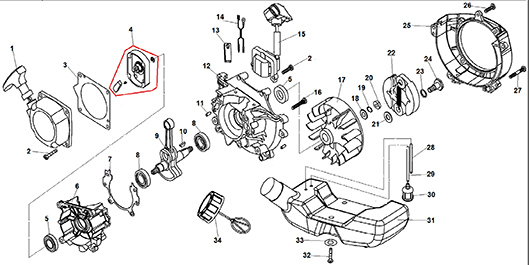Стартер, коленвал и магнето Champion T347-2