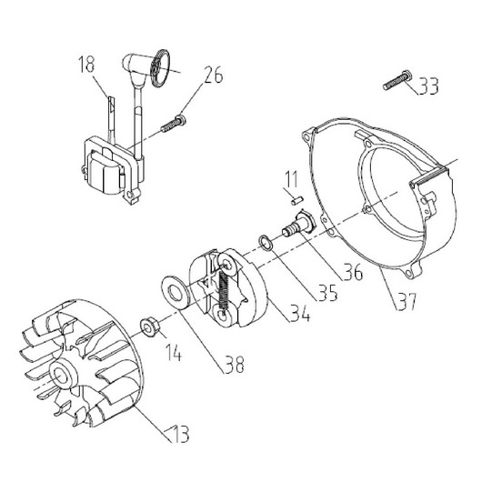 Сцепление, магнето и маховик Champion T444S-2