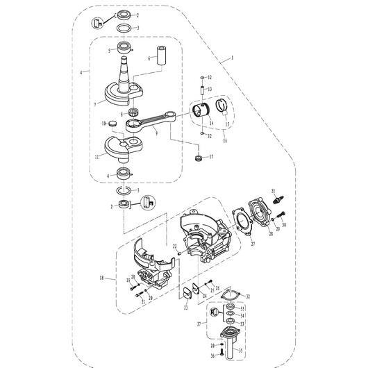 Картер и головка цилиндра Toyama T5.8BMS