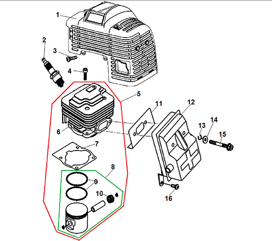 Поршневая группа, глушитель Champion T527-2