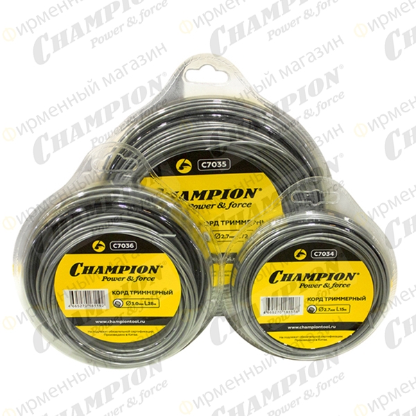Корд триммерный Champion Aluminium 2.7мм*72м (круглый)+нож