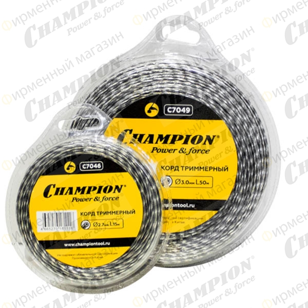 Корд триммерный Champion Tri-twist 2.7мм*60м (витой треугольник)+нож